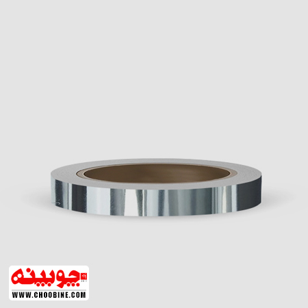 نوار نقره ای / سیلور / استیل براق پشت چسب دار PVC چوبینه (عرض ۱ سانتیمتر – رول ۲۵ متری)